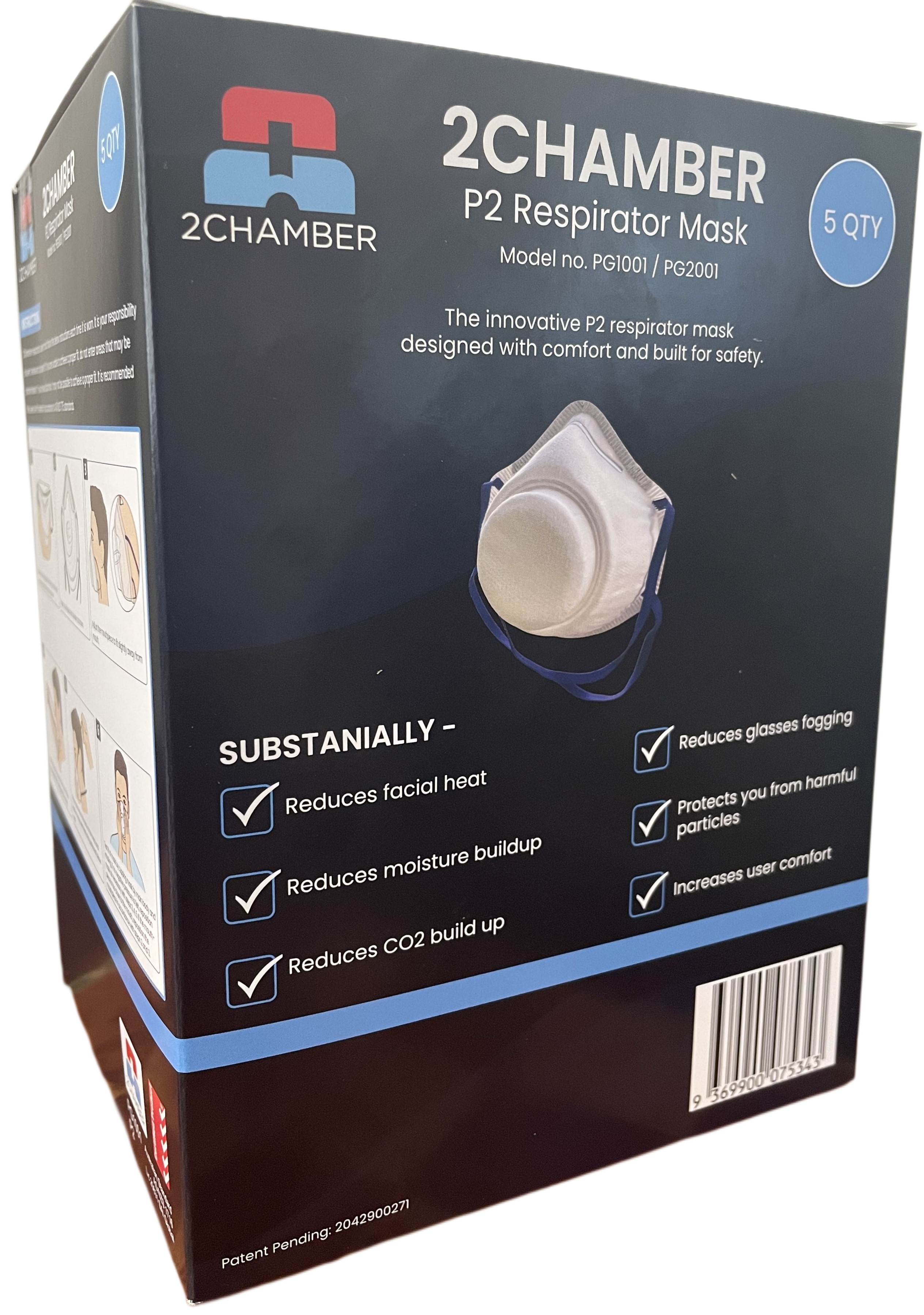 2Chamber P2 Respirator – 5 Pack